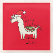 Llama Kerstmis Kinder Cute Funny Glazen Onderzetter (Voorkant)