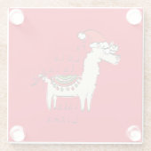 Llama Kerstmis Kinder Cute Funny Glazen Onderzetter (Achterkant)