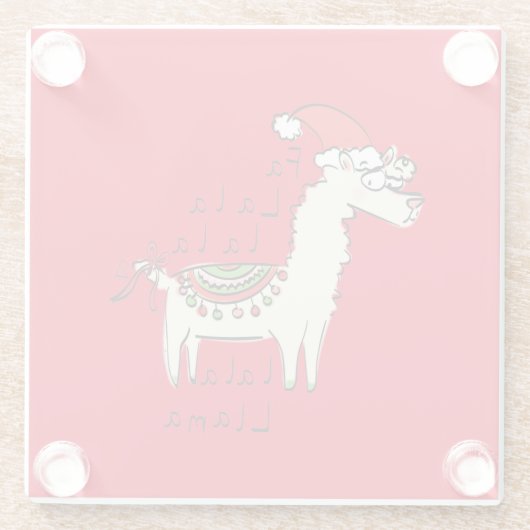 Llama Kerstmis Kinder Cute Funny Glazen Onderzetter (Achterkant)