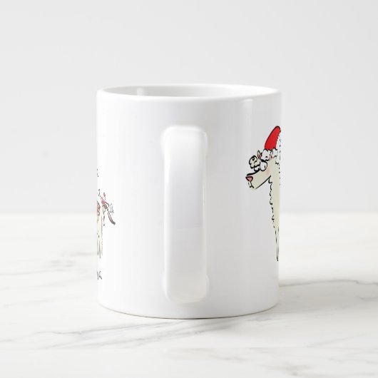 Llama Kerstmis Kinder Cute Funny Grote Koffiekop (Achterkant)