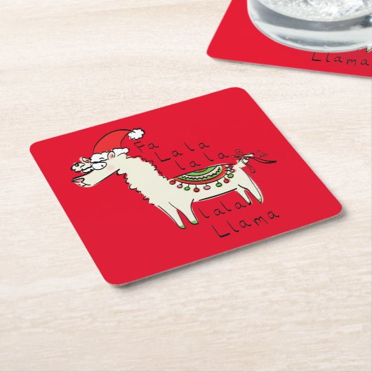 Llama Kerstmis Kinder Cute Funny Kartonnen Onderzetters (Schuin)