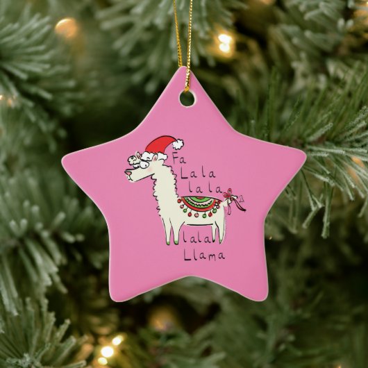 Llama Kerstmis Kinder Cute Funny Keramisch Ornament (Boom)