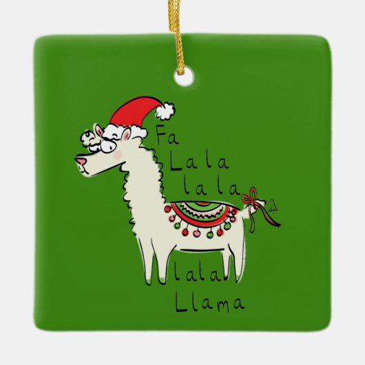 Llama Kerstmis Kinder Cute Funny Keramisch Ornament (Voorkant)