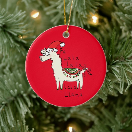 Llama Kerstmis Kinder Cute Funny Keramisch Ornament (Boom)