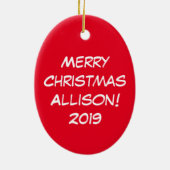 Llama Kerstmis Kinder Cute Funny Keramisch Ornament (Achterkant)