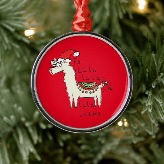 Llama Kerstmis Kinder Cute Funny Metalen Ornament (Boom)