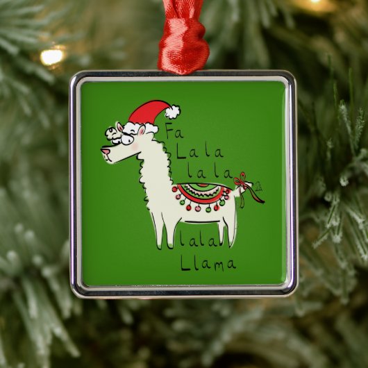 Llama Kerstmis Kinder Cute Funny Metalen Ornament (Boom)