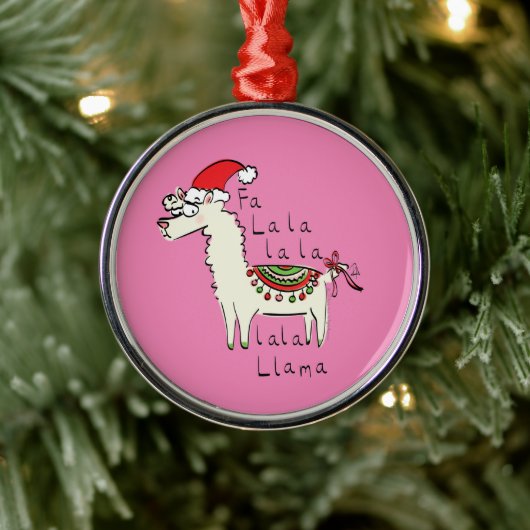 Llama Kerstmis Kinder Cute Funny Metalen Ornament (Boom)