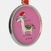 Llama Kerstmis Kinder Cute Funny Metalen Ornament (Rechts)