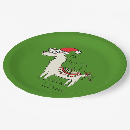 Llama Kerstmis Kinder Cute Funny Papieren Bordje (Gekanteld)