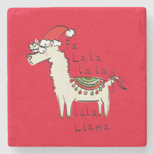Llama Kerstmis Kinder Cute Funny Stenen Onderzetter