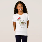 Llama Kerstmis Kinder Cute Funny T-shirt (Voorkant volledig)