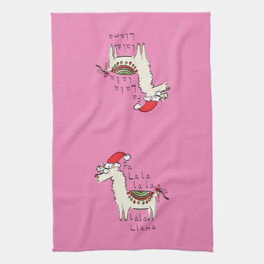 Llama Kerstmis Kinder Cute Funny Theedoek (Verticaal)