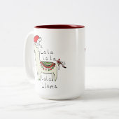 Llama Kerstmis Kinder Cute Funny Tweekleurige Koffiemok (Voorkant links)