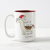 Llama Kerstmis Kinder Cute Funny Tweekleurige Koffiemok (Links)