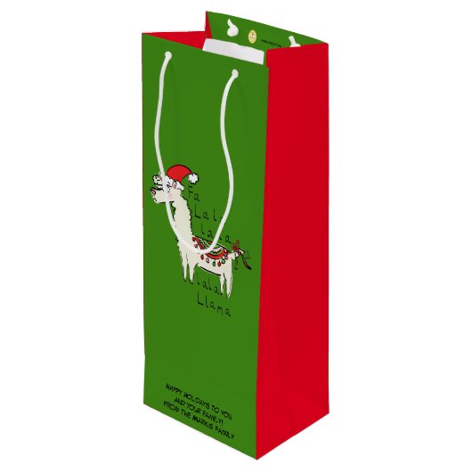 Llama Kerstmis Kinder Cute Funny Wijn Cadeautas (Achterkant Gekanteld)
