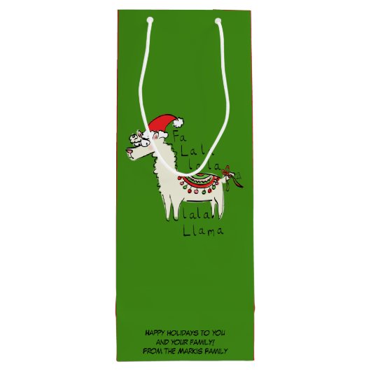 Llama Kerstmis Kinder Cute Funny Wijn Cadeautas (Achterkant)