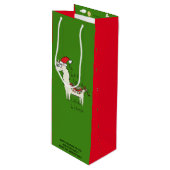 Llama Kerstmis Kinder Cute Funny Wijn Cadeautas (Voorkant Gekanteld)
