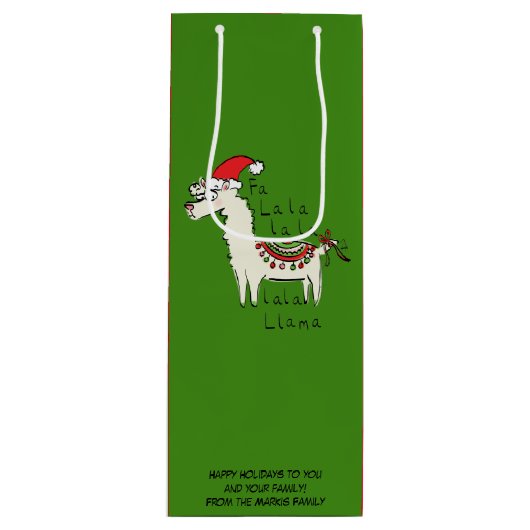 Llama Kerstmis Kinder Cute Funny Wijn Cadeautas (Voorkant)