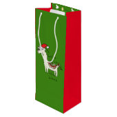 Llama Kerstmis Kinder Cute Funny Wijn Cadeautas (Achterkant Gekanteld)
