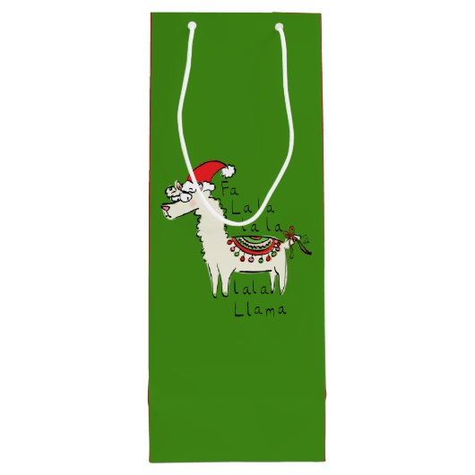 Llama Kerstmis Kinder Cute Funny Wijn Cadeautas (Achterkant)