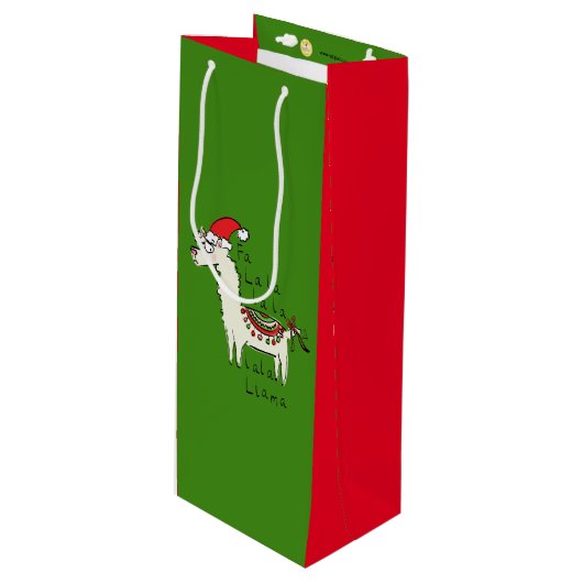 Llama Kerstmis Kinder Cute Funny Wijn Cadeautas (Voorkant Gekanteld)
