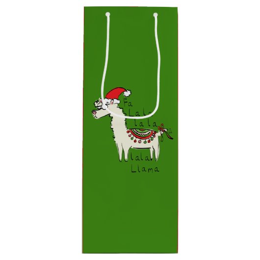 Llama Kerstmis Kinder Cute Funny Wijn Cadeautas (Voorkant)