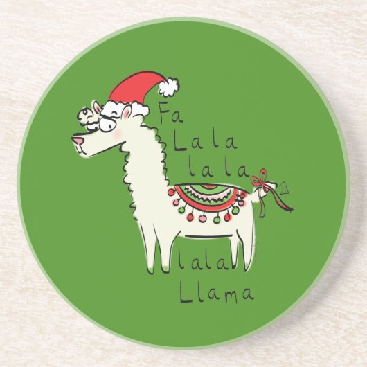 Llama Kerstmis Kinder Cute Funny Zandsteen Onderzetter (Voorkant)