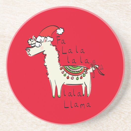 Llama Kerstmis Kinder Cute Funny Zandsteen Onderzetter (Voorkant)