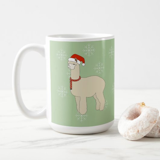 Llama Kerstmis Sneeuwvlokken Koffiemok (Met donut)