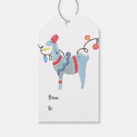 Llama kerstthema cadeaulabel (Voorkant)