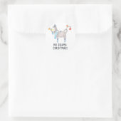 Llama kerstthema ronde sticker (Tas)