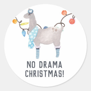 Llama kerstthema ronde sticker