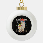 Llama Kerstverlichting Lelijke Kersttrui Vakantie Keramische Bal Ornament (Voorkant)