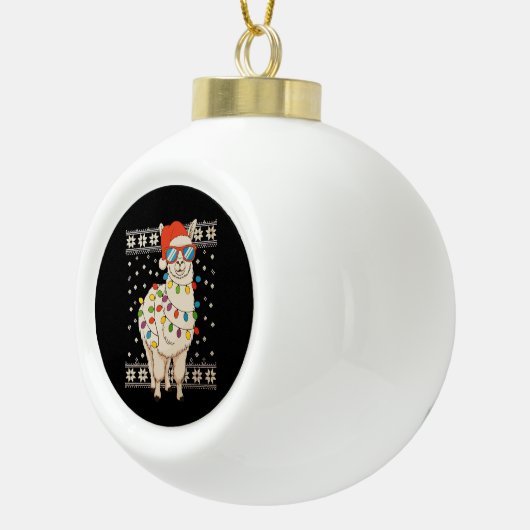 Llama Kerstverlichting Lelijke Kersttrui Vakantie Keramische Bal Ornament (Rechts)