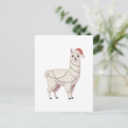 Llama Kerstverlichting Stevige Dieren Liefhebber A Uitnodiging Briefkaart (Staand voorkant)