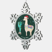 Llama Kerstversiering - Gepersonaliseerde Pewter Tin Sneeuwvlok Ornament (Rechts)