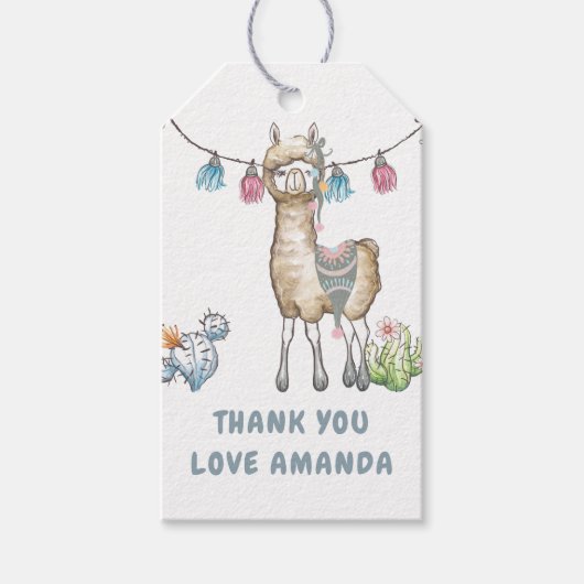 Llama Kids Birthday Party Cadeaulabel (Voorkant)