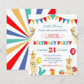 Llama Kids Birthday Party Invitation (Voorkant / Achterkant)