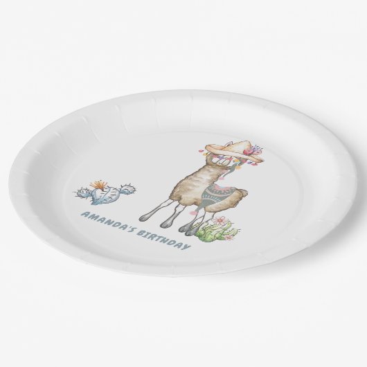Llama Kids Birthday Party Papieren Bordje (Gekanteld)