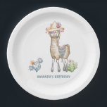 Llama Kids Birthday Party Papieren Bordje<br><div class="desc">Cute Llama Birthday Party paper borden die op uw gebeurtenissenspecificaties kunnen worden afgestemd.</div>