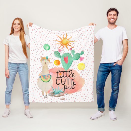 Llama kleine inktpastei schattige waterverf fleece deken (In situ)