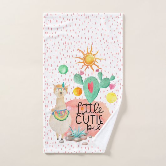 Llama kleine inktpasteien kleurige waterverf cactu bad handdoek (Handdoek)