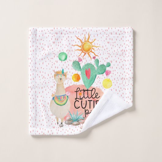 Llama kleine inktpasteien kleurige waterverf cactu bad handdoek (Wasdoekje)