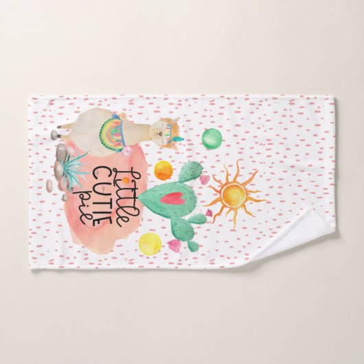 Llama kleine inktpasteien kleurige waterverf cactu bad handdoek (Handdoek)