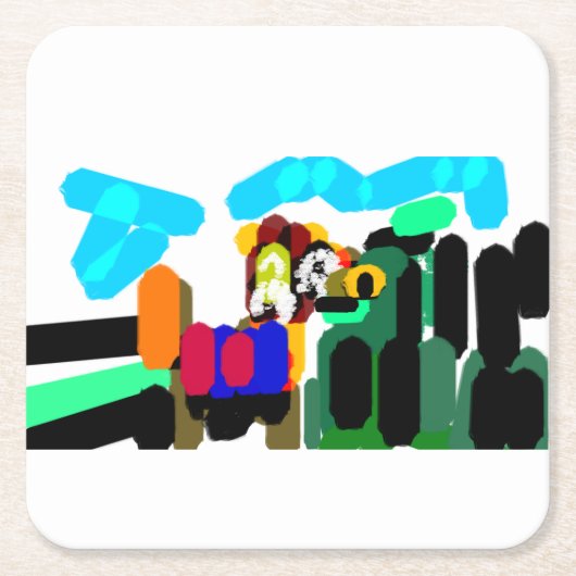 Llama kunst vreugde kartonnen onderzetters (Voorkant)