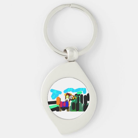 Llama kunst vreugde sleutelhanger (Voorkant)