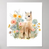 Llama kwekerij Decor Kind Wall Art Meisje Waterver Poster (Voorkant)