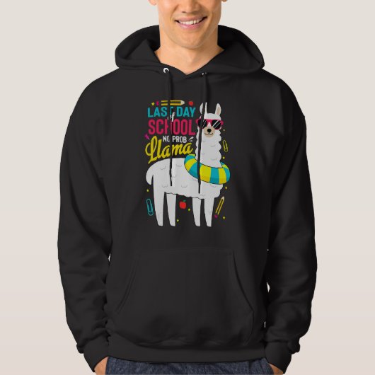 Llama Laatste dag van school jongens meisjes leraa Hoodie (Voorkant)