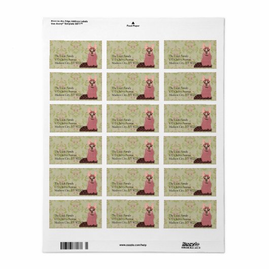 Llama Label (Full Sheet)
